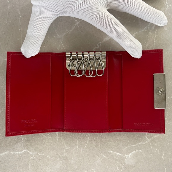 Prada Red Leather 6 Key Slots Holder Case - Picture 10 of 17